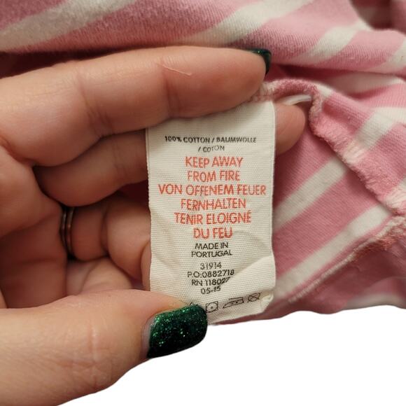 Mini Boden Fruits Appliqué Striped Long Sleeve Shirt Pink White Kids Size 6-7Y - Picture 5 of 5